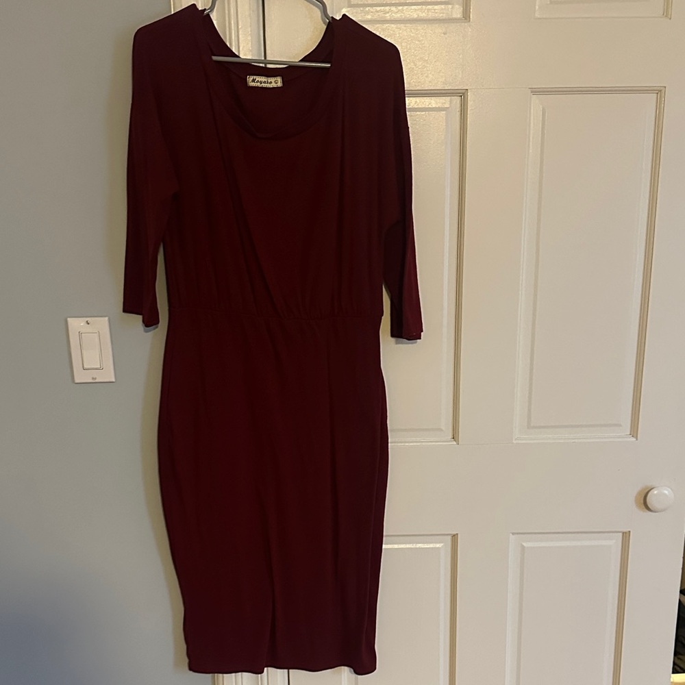 Chic Maroon Long Sleeve Dress